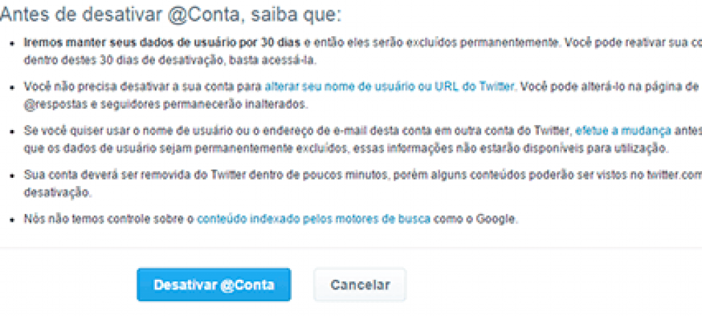 remover deletar apagar eliminar excluir conta perfil do twitter brazil Portugal  passo 2